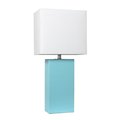 Lalia Home 21 Leather Base ModernTable Lamp with White Rectangular Fabric Shade, Aqua LHT-3008-AU
